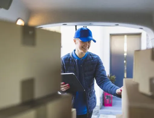 content-woman-delivering-ordered-parcels