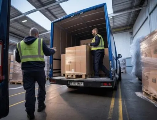 capacidade de carga: trabalhadores descarregando caminhão.