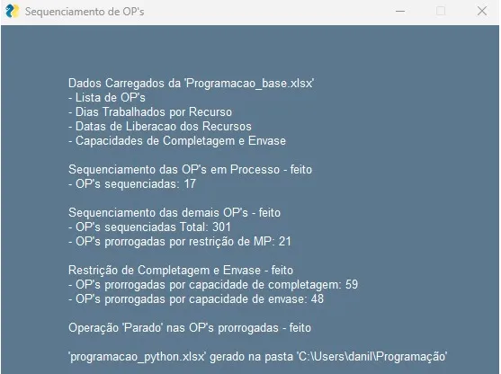 Sequenciamento de OP's