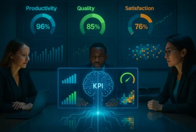 Dashboard interativo mostrando indicadores de desempenho para tomada de decisão.