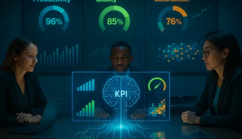 Dashboard interativo mostrando indicadores de desempenho para tomada de decisão.