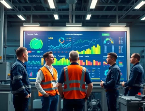 Líder aplicando Shop Floor Management com gestão visual no chão de fábrica.