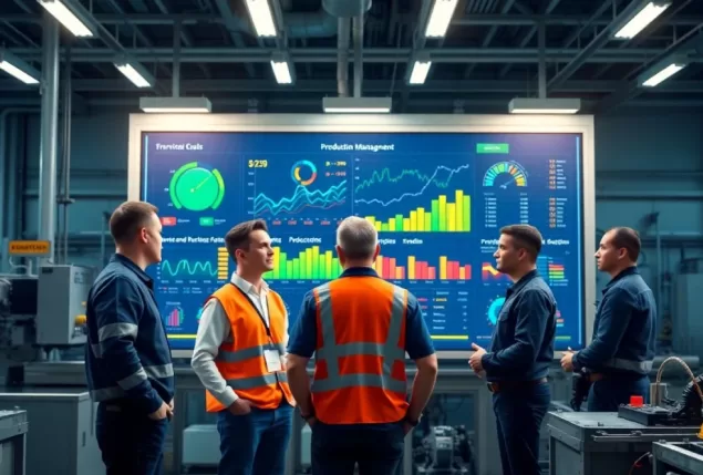 Líder aplicando Shop Floor Management com gestão visual no chão de fábrica.