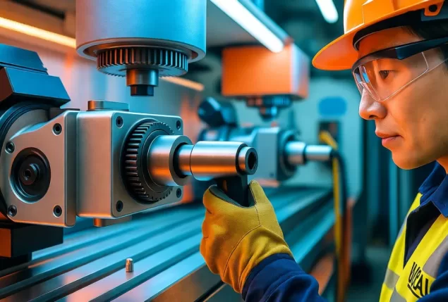 Operador industrial realizando troca rápida de ferramentas em máquina CNC, ilustrando o conceito de SMED com foco em eficiência, agilidade e segurança no chão de fábrica.