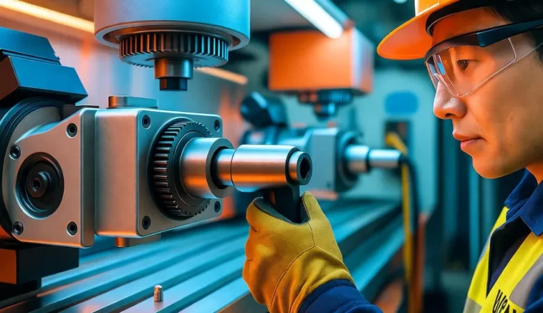 Operador industrial realizando troca rápida de ferramentas em máquina CNC, ilustrando o conceito de SMED com foco em eficiência, agilidade e segurança no chão de fábrica.