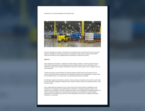 Capa do artigo do acervo técnico da IMAM sobre logística lean