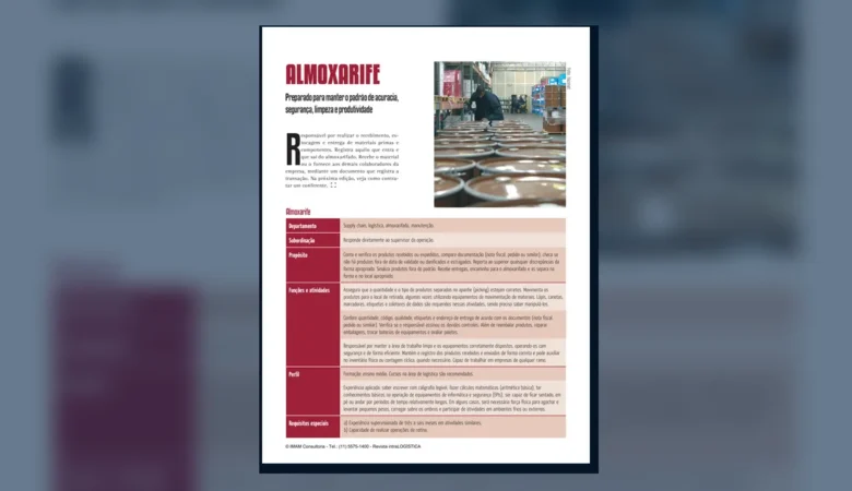 Capa do artigo do acervo técnico da IMAM sobre almoxarife