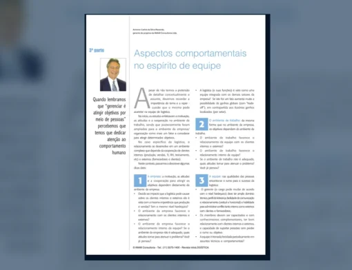 Capa do artigo do acervo técnico da IMAM sobre espírito de equipe
