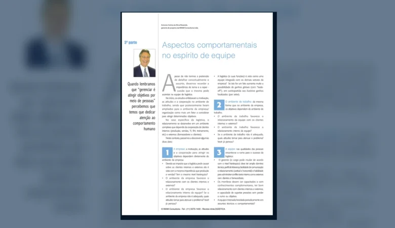 Capa do artigo do acervo técnico da IMAM sobre espírito de equipe