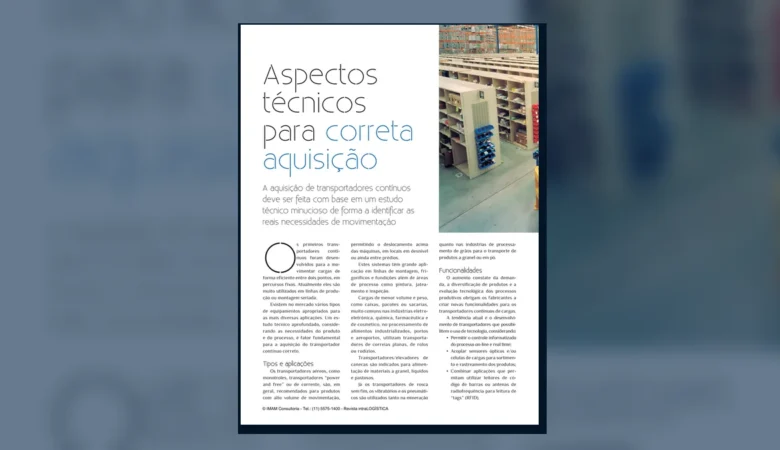 Capa do artigo do acervo técnico da IMAM sobre aquisição de transportadores contínuos