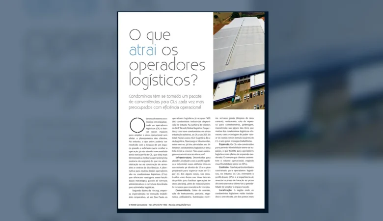 Capa do artigo do acervo técnico da IMAM sobre vantagens dos condomínios logísticos