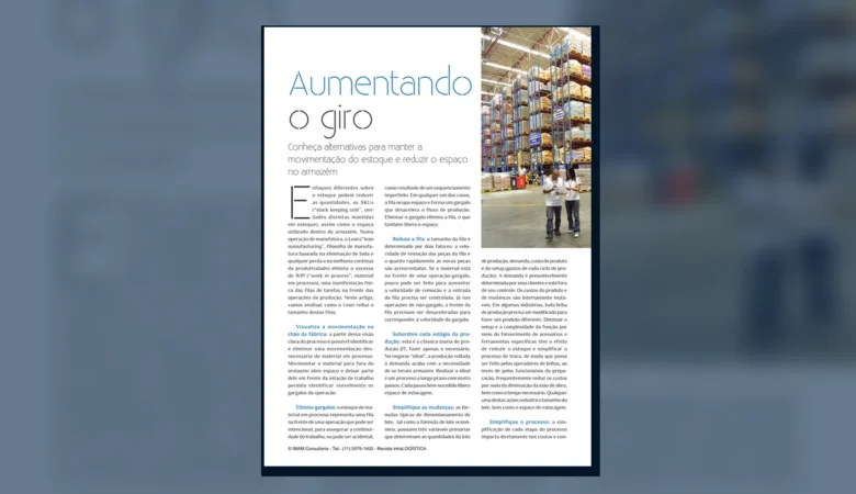 Capa do artigo do acervo técnico da IMAM sobre redução de WIP