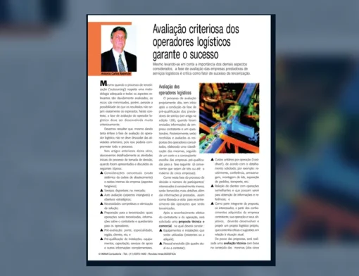 Capa do artigo do acervo técnico da IMAM sobre avaliação de operadores logísticos