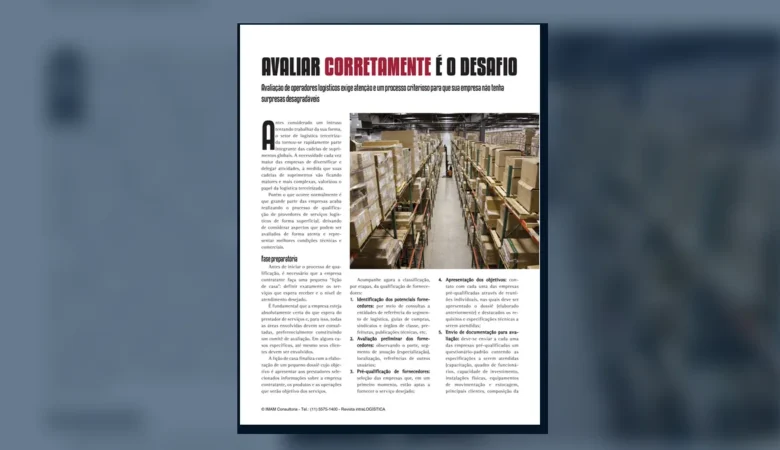 Capa do artigo do acervo técnico da IMAM sobre qualificação de operadores logísticos