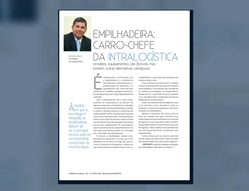 Capa do artigo do acervo técnico da IMAM sobre empilhadeira na intralogística