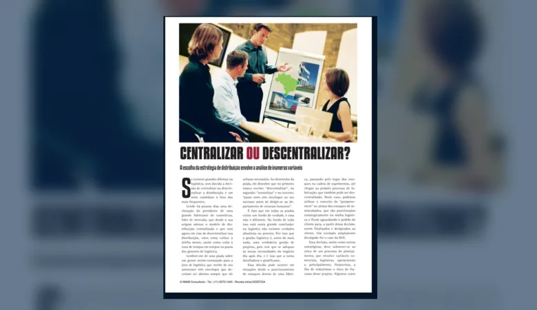 Capa do artigo do acervo técnico da IMAM sobre centralizar ou descentralizar a distribuição