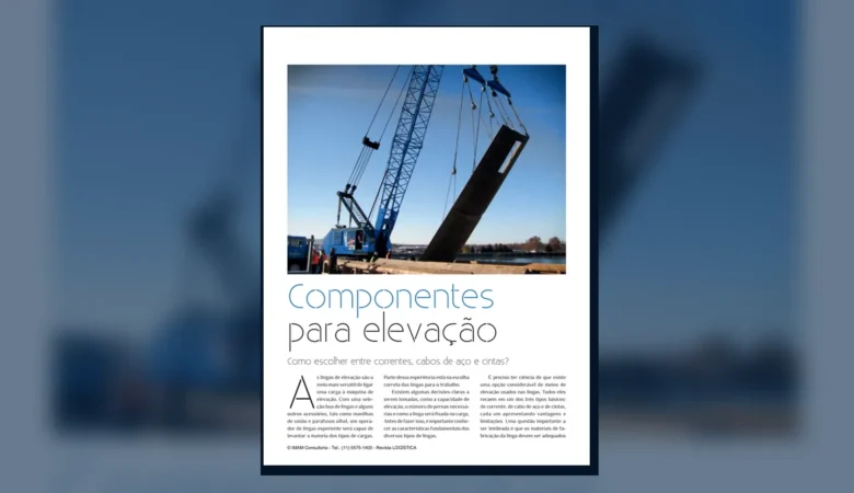 Capa do artigo do acervo técnico da IMAM sobre lingas de elevação