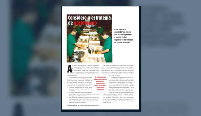 Capa do artigo do acervo técnico da IMAM sobre postergação no centro de distribuição