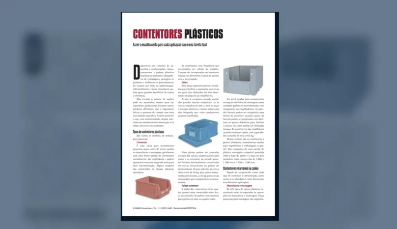 Capa do artigo do acervo técnico da IMAM sobre contentores plásticos