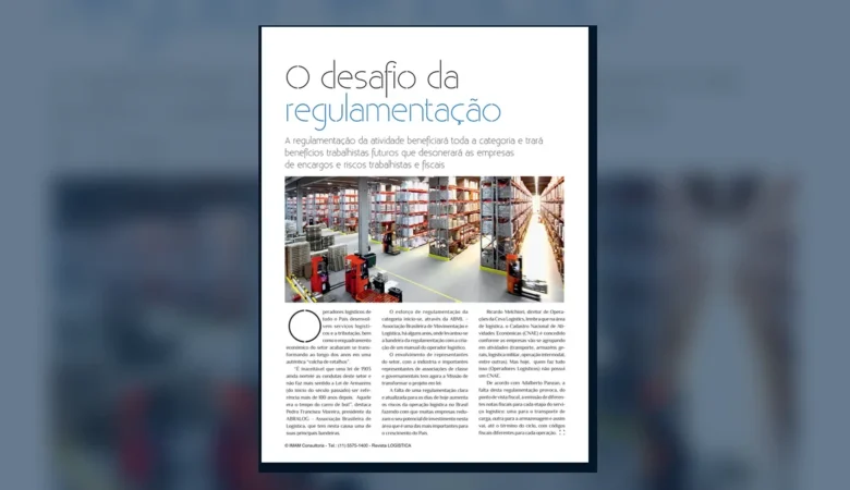 Capa do artigo do acervo técnico da IMAM sobre regulamentação do operador logístico
