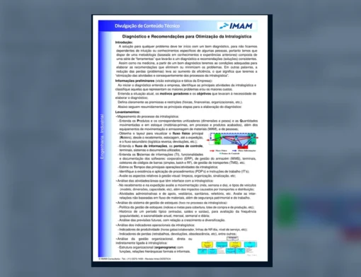 Capa do artigo do acervo técnico da IMAM sobre diagnóstico da intralogística