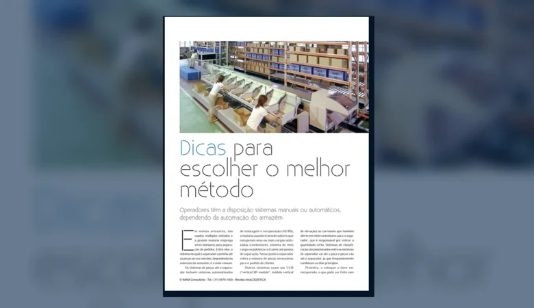 Capa do artigo do acervo técnico da IMAM sobre métodos de separação de pedidos