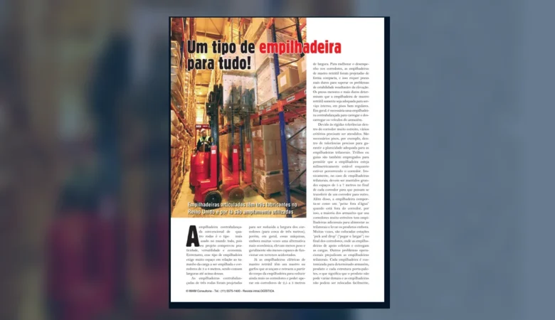 Capa do artigo do acervo técnico da IMAM sobre empilhadeira articulada