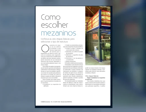 Capa do artigo do acervo técnico da IMAM sobre mezanino de aço
