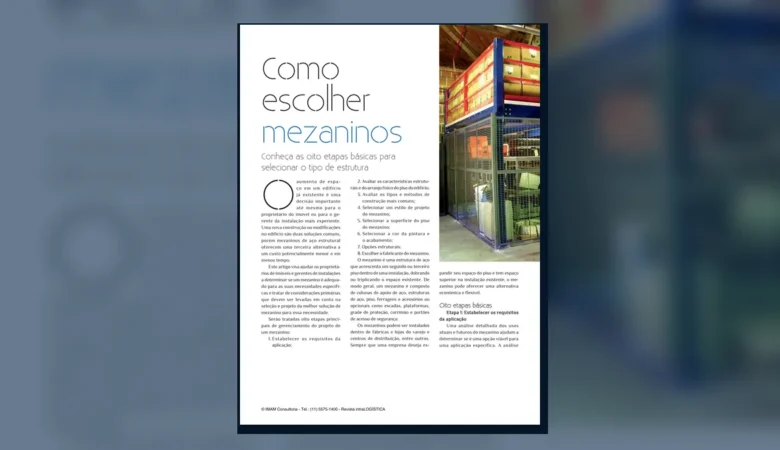 Capa do artigo do acervo técnico da IMAM sobre mezanino de aço