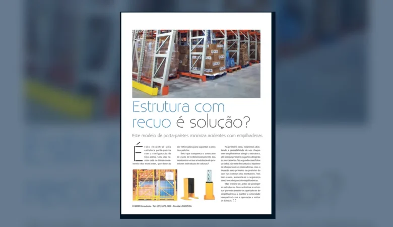 Capa do artigo do acervo técnico da IMAM sobre porta-paletes com recuo