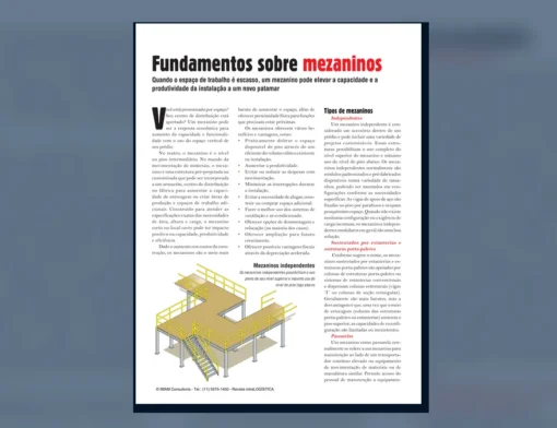 Capa do artigo do acervo técnico da IMAM sobre tipos de mezaninos