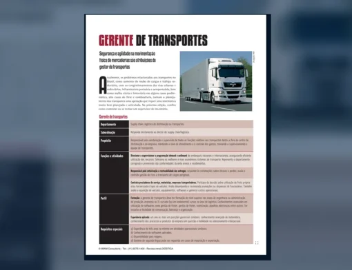 Capa do artigo do acervo técnico da IMAM sobre gerente de transportes