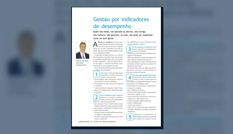 Capa do artigo do acervo técnico da IMAM sobre indicadores por atividade logística