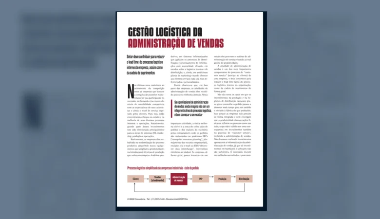 Capa do artigo do acervo técnico da IMAM sobre administração de vendas