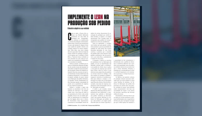 Capa do artigo do acervo técnico da IMAM sobre lean na produção sob pedido