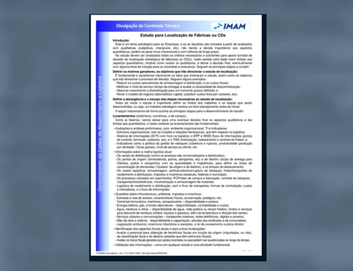Capa do artigo do acervo técnico da IMAM sobre estudo de localização