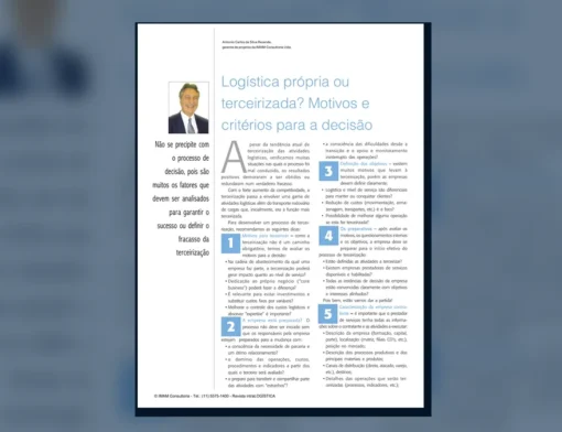 Capa do artigo do acervo técnico da IMAM sobre processo de terceirização logística