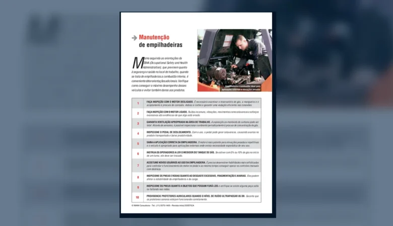 Capa do artigo do acervo técnico da IMAM sobre manutenção de empilhadeiras