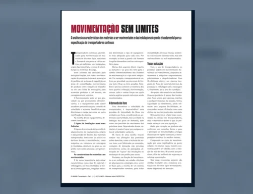 Capa do artigo do acervo técnico da IMAM sobre seleção de transportadores contínuos