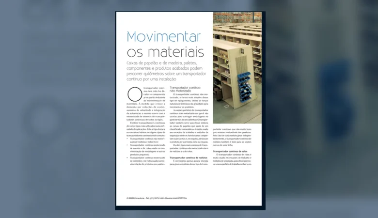 Capa do artigo do acervo técnico da IMAM sobre transportador de rolos motorizados