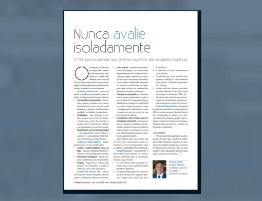 Capa do artigo do acervo técnico da IMAM sobre carga fracionada