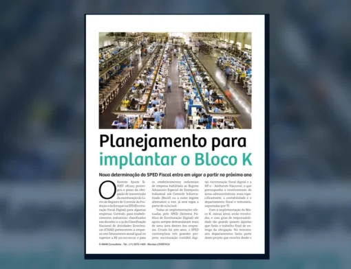 Capa do artigo do acervo técnico da IMAM sobre implantação do Bloco K