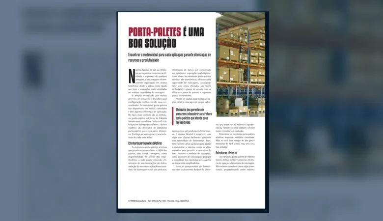 Capa do artigo do acervo técnico da IMAM sobre modelos de porta-paletes
