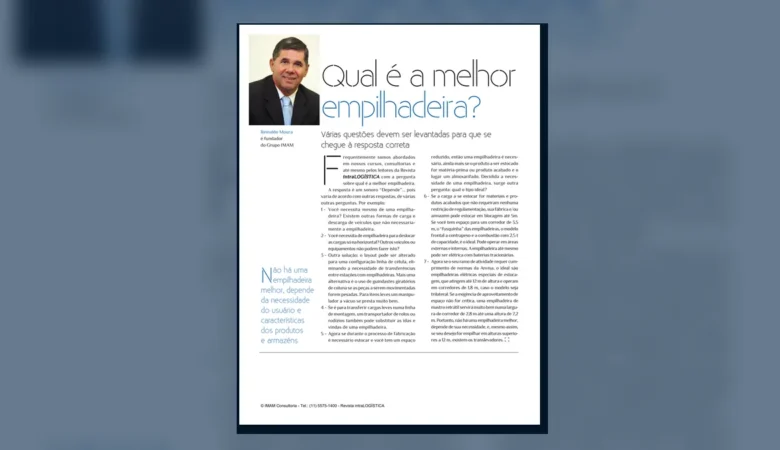 Capa do artigo do acervo técnico da IMAM sobre melhor empilhadeira
