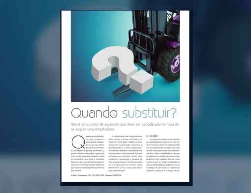Capa do artigo do acervo técnico da IMAM sobre substituição de empilhadeiras