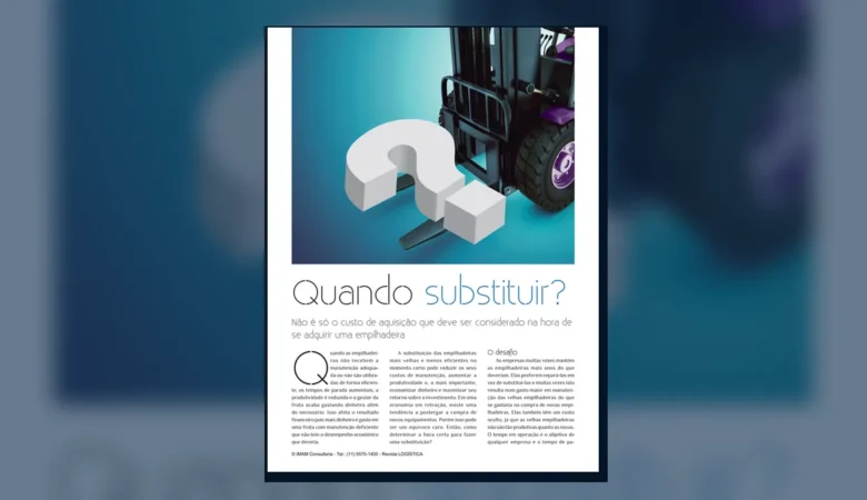 Capa do artigo do acervo técnico da IMAM sobre substituição de empilhadeiras