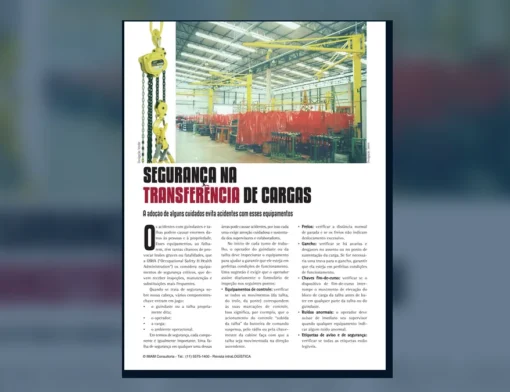 Capa do artigo do acervo técnico da IMAM sobre segurança com guindastes
