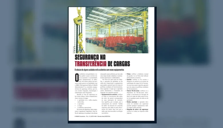 Capa do artigo do acervo técnico da IMAM sobre segurança com guindastes