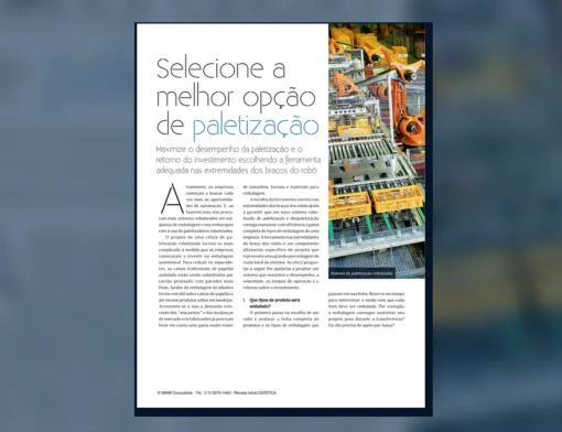 Capa do artigo do acervo técnico da IMAM sobre paletização robotizada