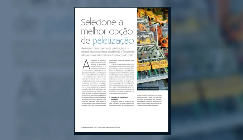 Capa do artigo do acervo técnico da IMAM sobre paletização robotizada